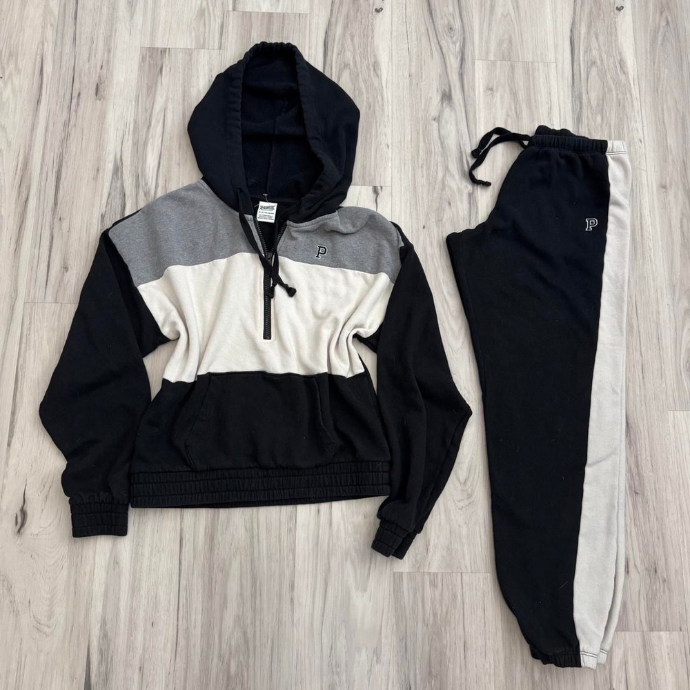 Victoria's Secret PINK black & grey tracksuit set Size XS/S